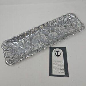 Vintage 1990 Arthur Court Bunny Rabbit Rectangle Sandwich Platter Tray Aluminum